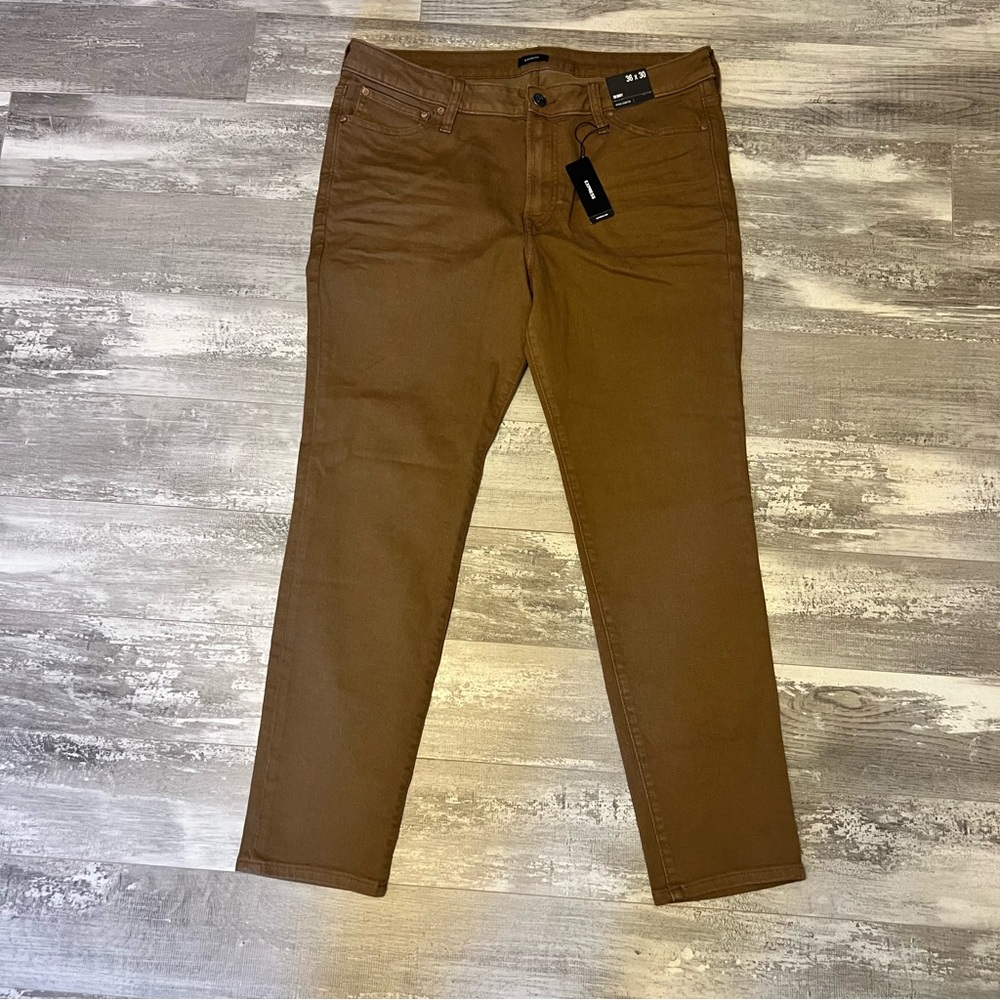 Men’s Express Skinny Hyper Stretch Brown Jeans - 36x30